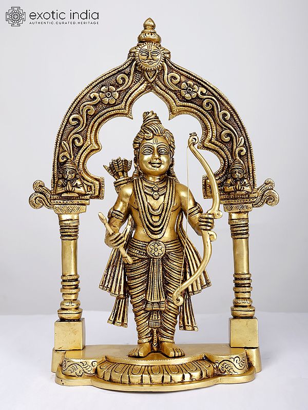 15" Standing Lord Rama Brass Statue Inside Temple