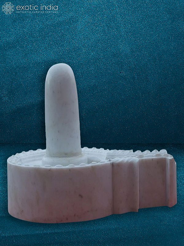 18" Divine Shiva Linga In Marble | White Makrana Marble Shivling