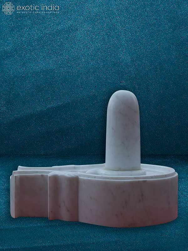 18" Marble Shiva Linga Of Lord Shiva | White Makrana Marble Shivling