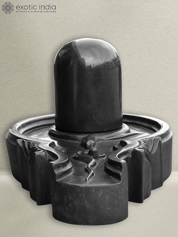 21" Shiva Linga - A Form Of Shiva Shakti | Black Marble Shivling