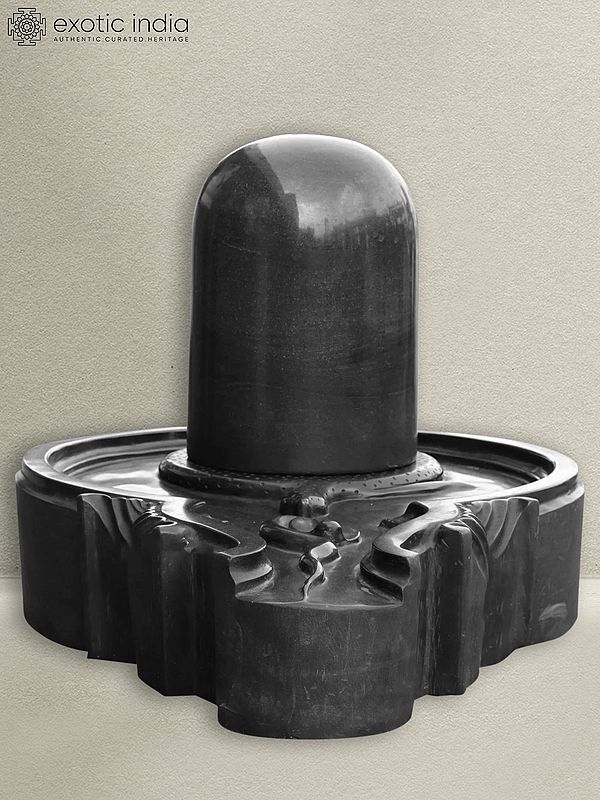 30" Ritual Shiva Linga For Pooja | Black Marble Shivling