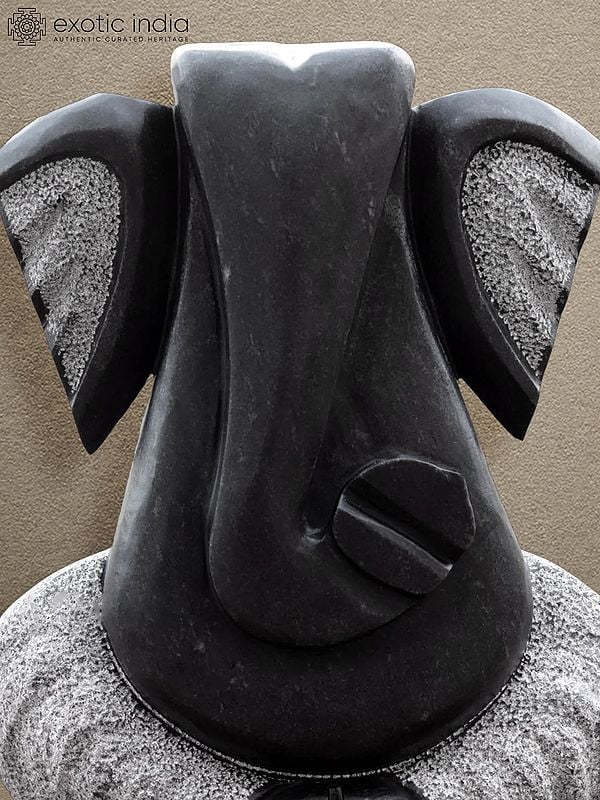 14” Modern Ganesha Idol | Black Marble Sculpture