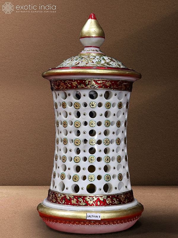 15” Antique Marble Lantern Lamps | White Marble