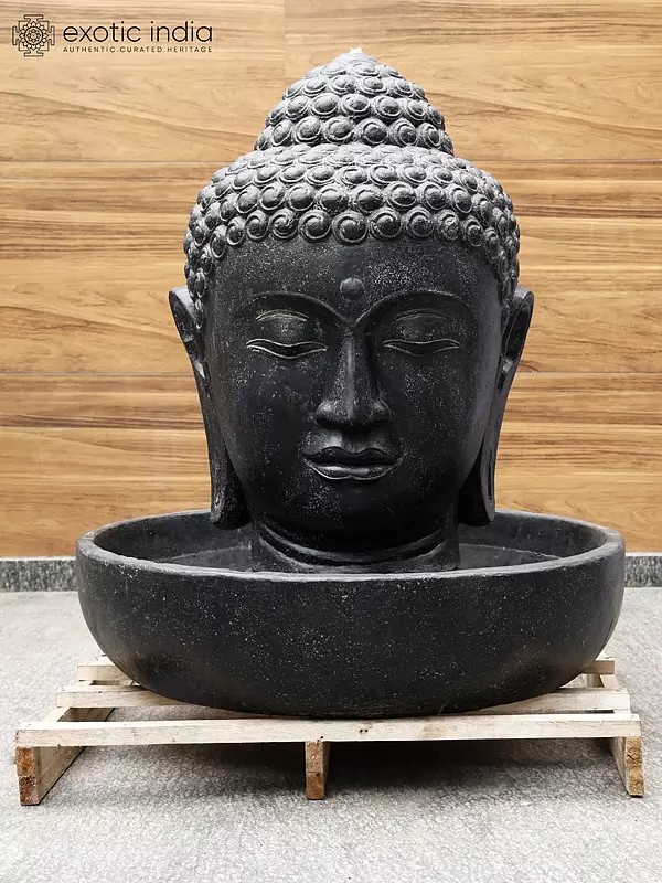 52" Large Size Black Buddha Head Fountain | Perfect Water Feature for Garden | from Indonesia