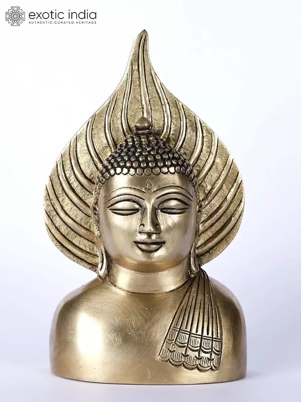 7" Brass Buddha Bust Wall Hanging Statue