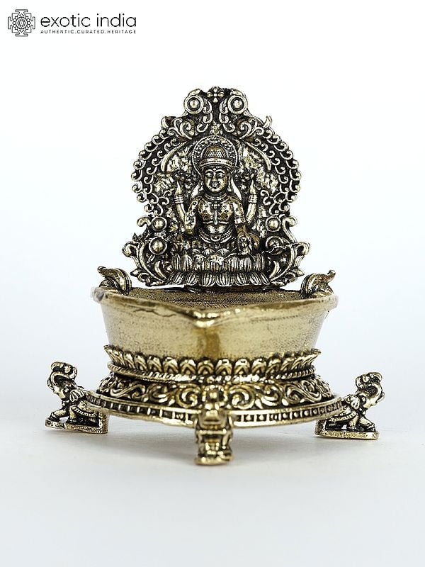 2" Small Superfine Goddess Lakshmi Brass Diya