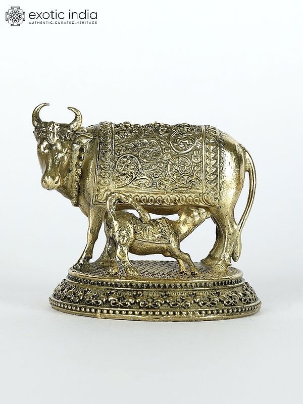 2" Small Cow and Calf | Brass Statue