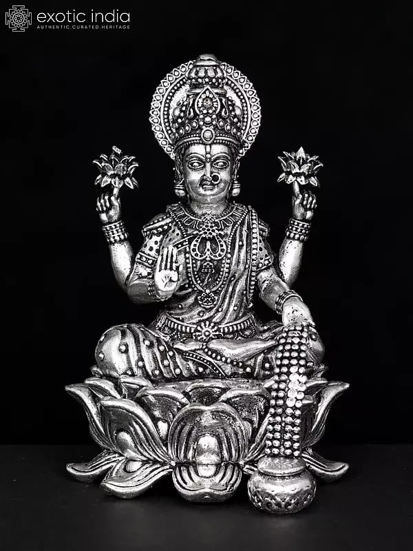 Small Superfine Blessing Goddess Lakshmi Seated on Lotus | Spiritual Brass Statue for Home Temple