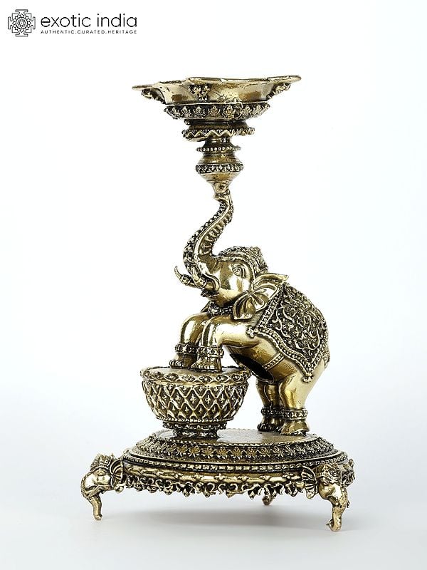 6" Superfine Designer Elephant Lamp in Brass