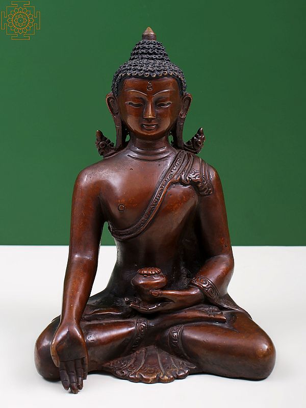 6" Copper Tibetan Buddhist Deity Lord Buddha Statue in Varada Mudra