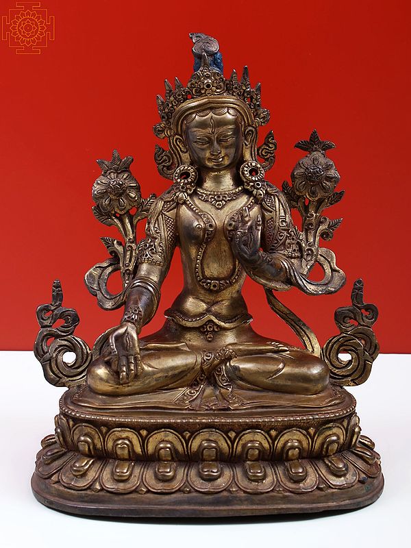 8" Padmasana Goddess Tara Statue in Copper