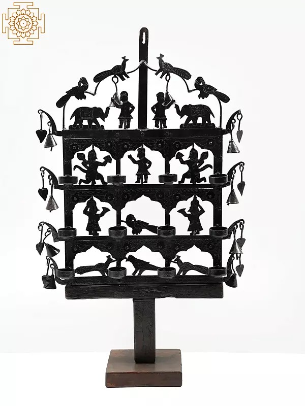 32" Vintage Decorative Iron Candle Stand | Handmade