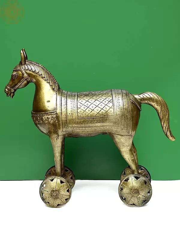 Brass Horse on Wheels