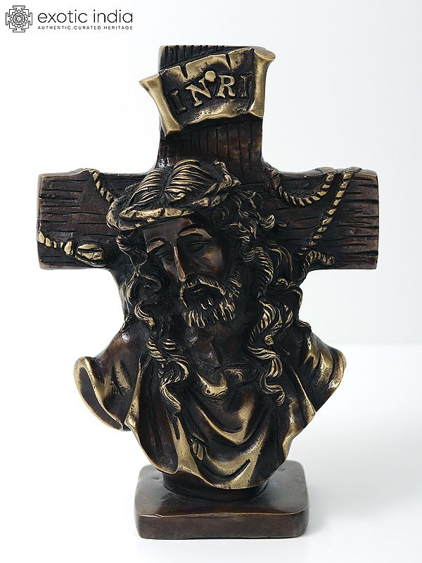 8" Jesus Christ on Cross | Brass Statue