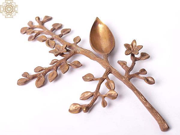 10" Brass Decorative Hand-Painted Tree Branch Diya