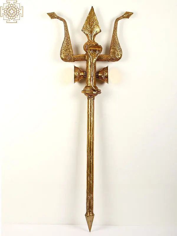 Snake Design Brass Trishul