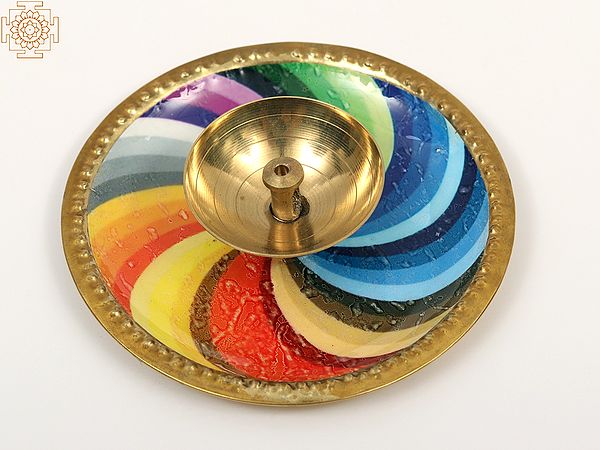 3" Colorful Brass Ritual Diya (Lamp)
