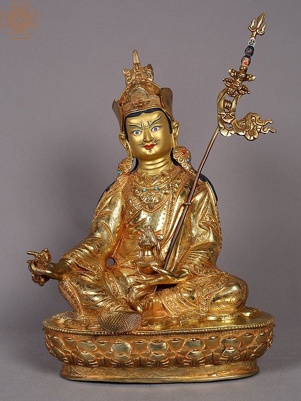 15" Guru Padmasambhava Copper Statue from Nepal