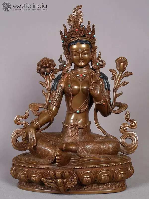 Goddess Green Tara Copper Statue from Nepal