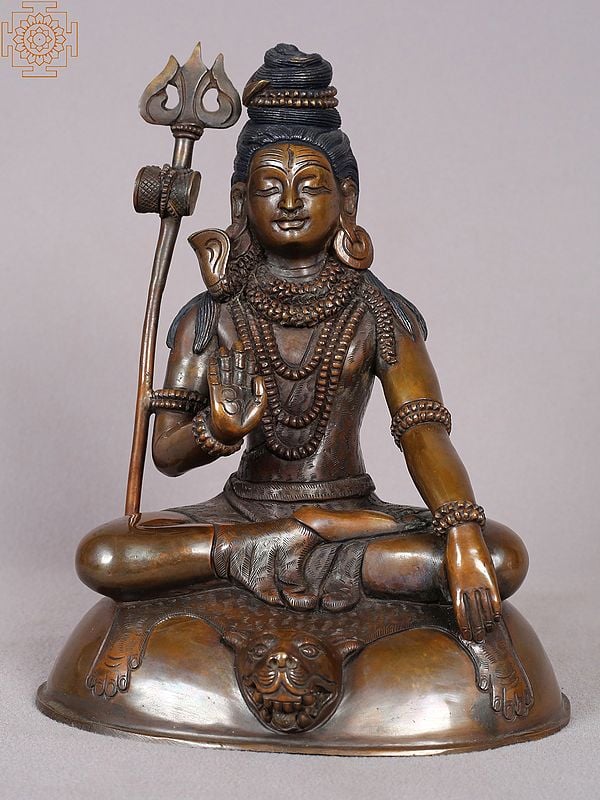 8" Sitting Lord Shiva Copper Statue from Nepal
