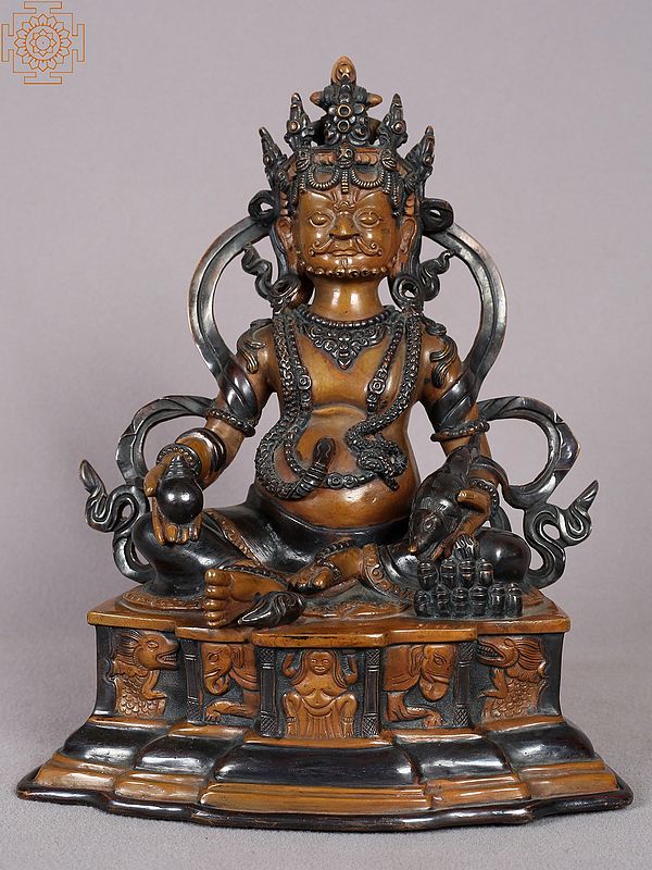 11" Lord Kubera Copper Figurine | Tibetan Buddhist Statue