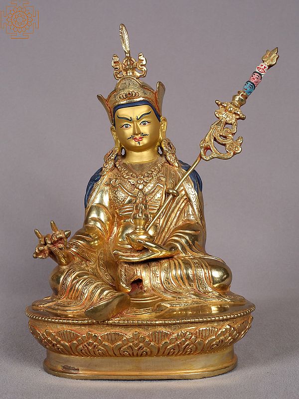 9" Guru Padmasambhava Sculpture | Nepalese Copper Statue