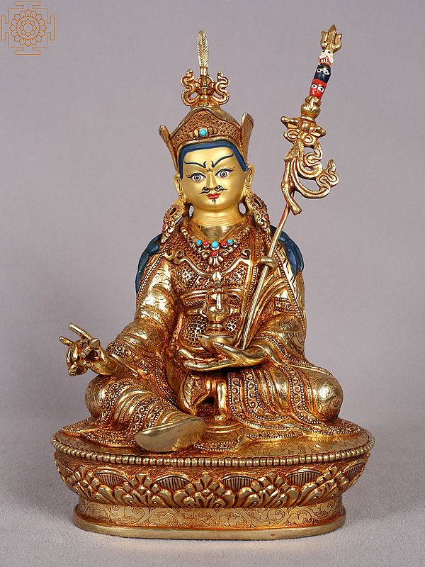 9" Guru Padmasambhava Statue from Nepal | Nepalese Copper Statue