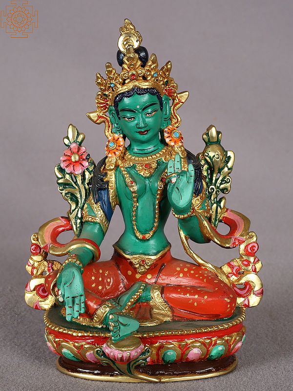 5" Colorful Goddess Green Tara from Nepal