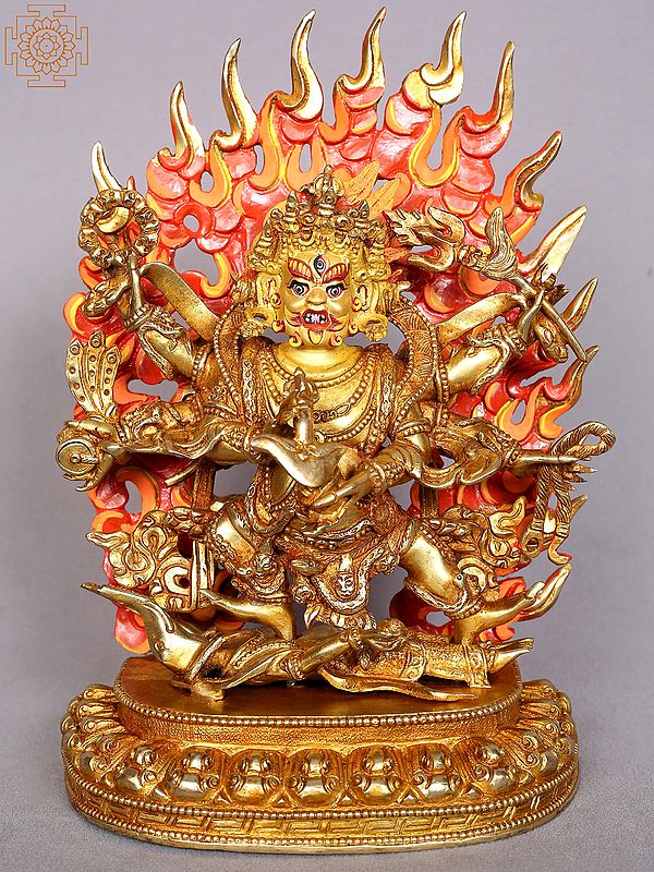 9" Mahakala Copper Statue from Nepal | Buddhist Deity Figurines