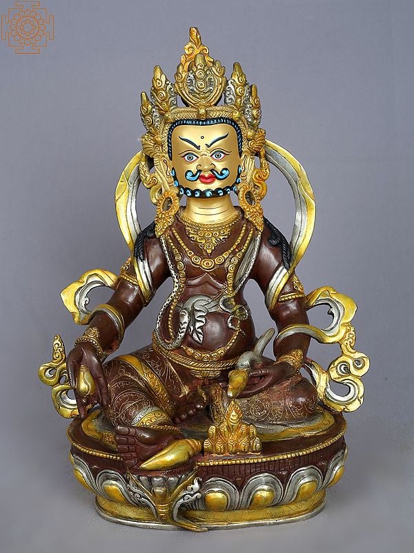13" Lord Kubera Copper Statue from Nepal | Copper Figurines with Gold Plated