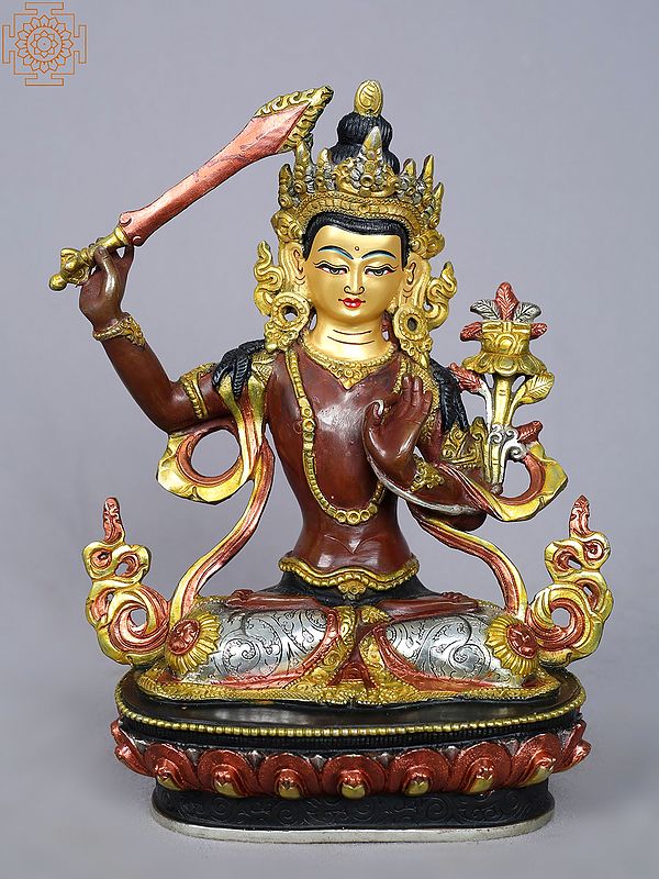 9" Manjushri Idol from Nepal | Nepalese Copper Statue