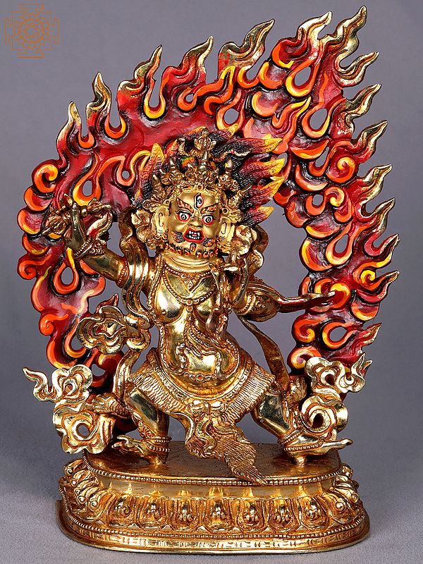 9" Vajrapani Copper Statue from Nepal | Tibetan Buddhist Deity Idol