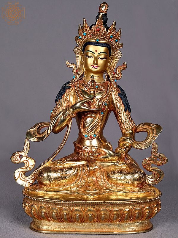 9" Tibetan Buddhist Deity Vajrasattva Copper Statue from Nepal