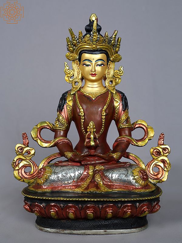 9" Lord Aparmita Buddha Copper Statue | Tibetan Buddhist Deity Figurines