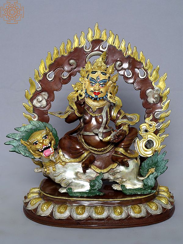 13" Lord Singh Kubera Idol | Nepalese Copper Statue