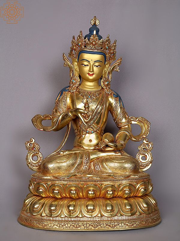 15" Tibetan Buddhist Deity Vajrasattva Copper Statue from Nepal