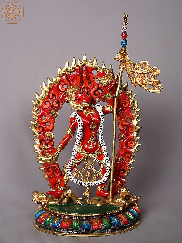 11" Goddess Red Vajrayogini Copper Statue from Nepal | Buddhist Deity Idols