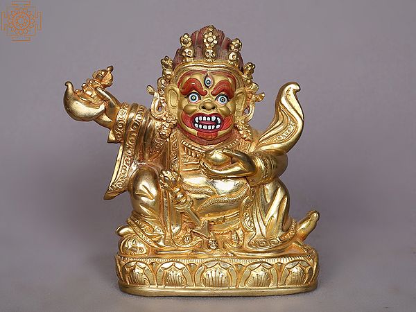 5" Small Lord Kajupa Mahakala Copper Statue from Nepal
