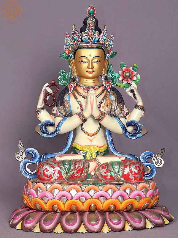 13" Tibetan Buddhist Deity Chenrezig From Nepal