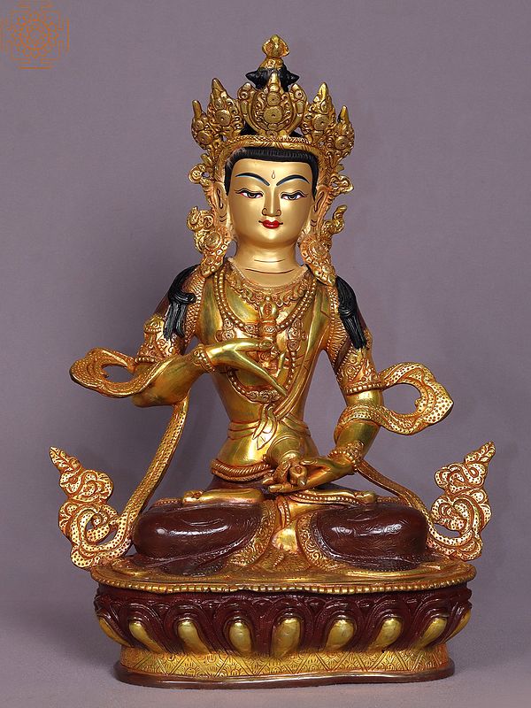 13" Tibetan Buddhist Deity Vajrasattva Statue | Nepalese Copper Idols