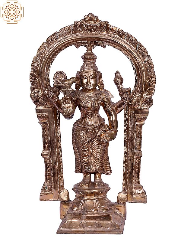 14'' Goddess Meenakshi | Madhuchista Vidhana (Lost-Wax) | Panchaloha Bronze from Swamimalai