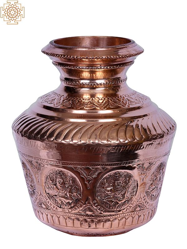 9" Copper Ashta Lakshmi Kalash