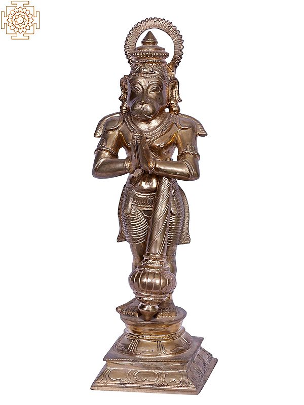 13" Standing Sankat Mochan Hanuman Ji | Madhuchista Vidhana (Lost-Wax) | Panchaloha Bronze from Swamimalai