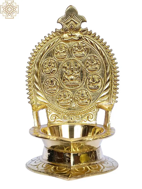 5" Brass Ashtalakshmi Vilakku (Diya)