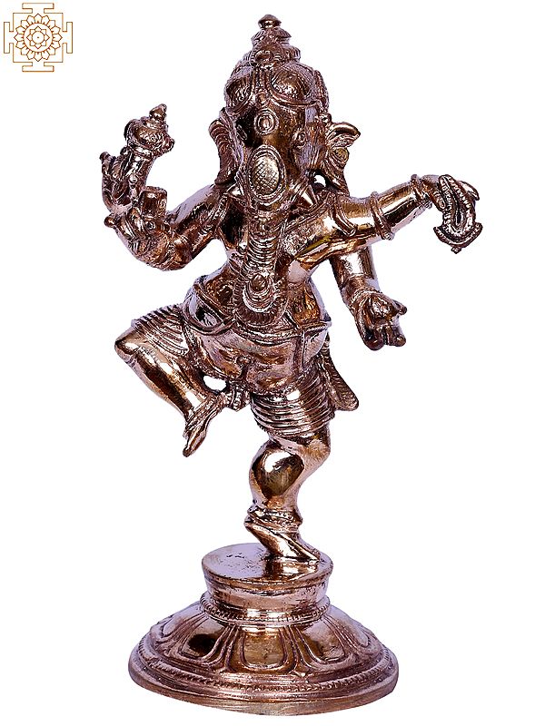 5" Small Lord Dancing Ganesha Idol | Madhuchista Vidhana (Lost-Wax) | Panchaloha Bronze from Swamimalai