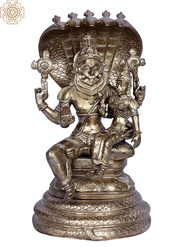 12" Lord Narasimha with Goddess Lakshmi | Hoysala Art