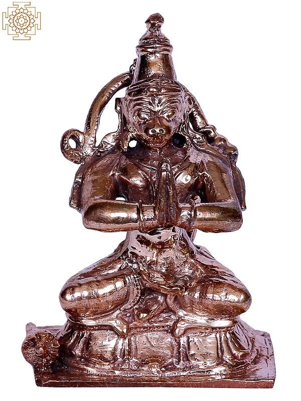 3" Bronze Sitting Lord Hanuman Statue in Namaskar Mudra