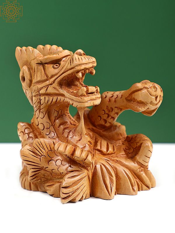3" Small Wooden Feng Shui Dragon