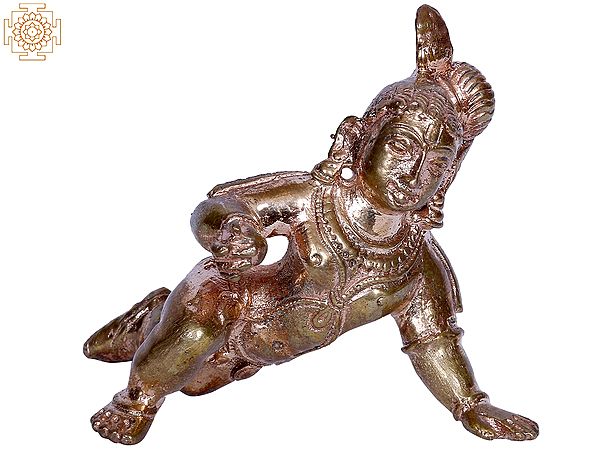 3" Bronze Crawling Krishna (Laddu Gopal) Statue