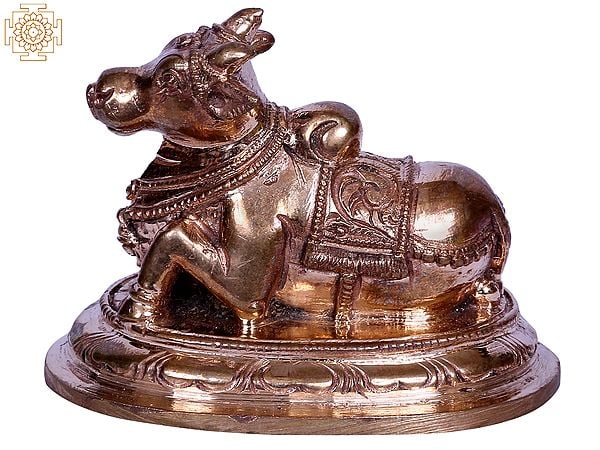 3" Bronze Nandi Sculpture - Vahana of Lord Shiva